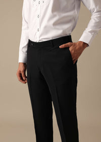 Black Blazer And Pant Set With Embroidered Detail Tuxedo Set