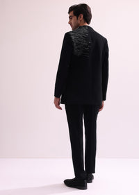 Black Chain Embellished Jacket With Shirt And Pants