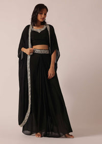 Black Chiffon Jacket And Palazzo Set