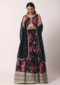 Black Chiffon Lehenga Set With Gota Patti Work