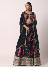 Black Chiffon Lehenga Set With Gota Patti Work