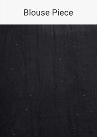 Black chiffon saree with heavy cut dana and pot embroidered border only on Kalki