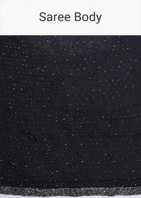 Black chiffon saree with heavy cut dana and pot embroidered border only on Kalki