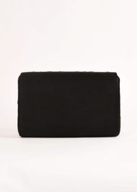 Black Clutch In Suede With Zardosi Embroidered Floral Motifs Online - Kalki Fashion