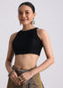 Black Coloblock Linen Tissue Woven Saree