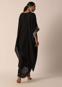 Black Cotton Kaftan Kurta With Dhoti