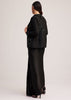 Black Crop Top Skirt And Embellished Jacket Set