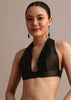 Black Crushed Tissue Saree With Sequin And Cutdana Embroidered Border