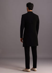 Black Cutdana Indowestern Trouser Suit