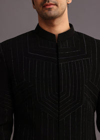 Black Cutdana Indowestern Trouser Suit