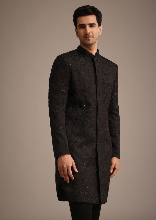 Black Cutdana Work Indowestern Set