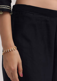 Black Embroidered Chanderi Anarkali Set