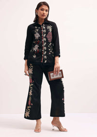 Black Embroidered Cotton Shirt And Pant