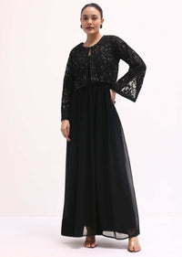 Black Embroidered Georgette Anarkali Set