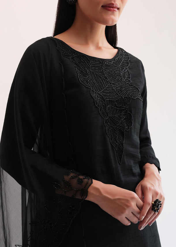 Black Embroidered Kurta Set