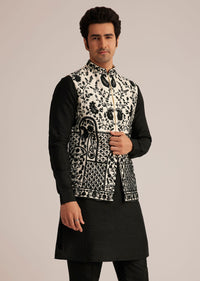 Black Embroidered Nehru Jacket Set