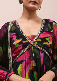 Black Embroidered Silk Kurta Set With Dupatta