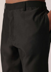 Black Festive Jacket Kurta Set For Men