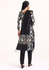 Black Floral Printed Chanderi Kurta Set With Bandhani Dupatta