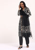 Black Floral Printed Chanderi Kurta Set With Bandhani Dupatta