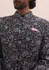Black Floral Thread Embroidered Jodhpuri Suit For Men