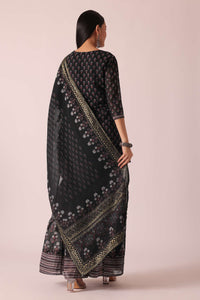 Black Foil Print Kurta Sharara Set