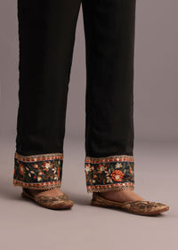 Black Gotta Work Anarkali Suit With Printed Dupatta
