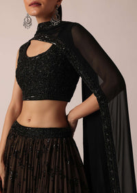 Black Hand Embroidered Lehenga Set