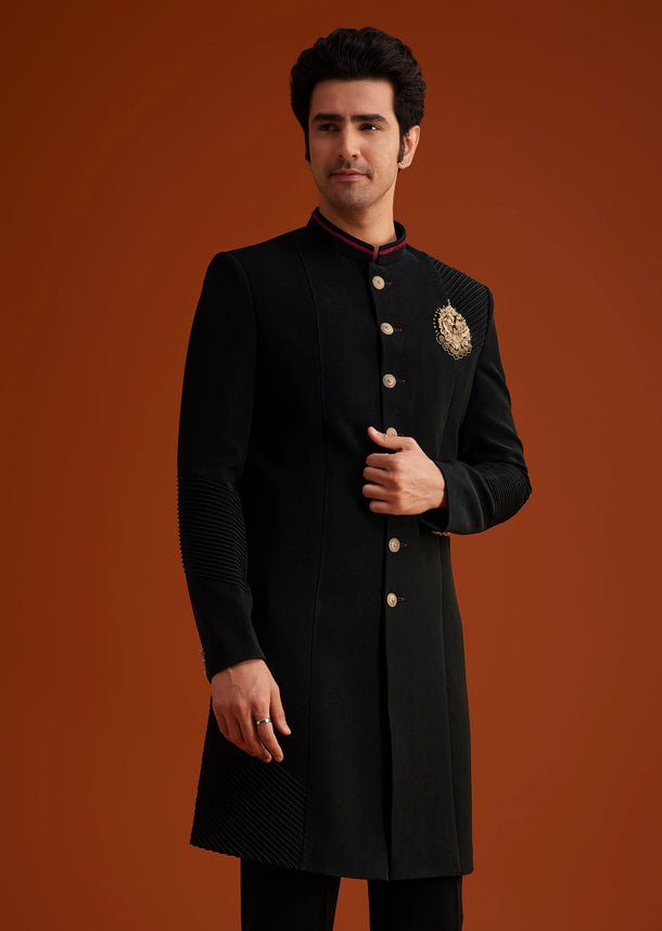 Black Indo Western Sherwani Set