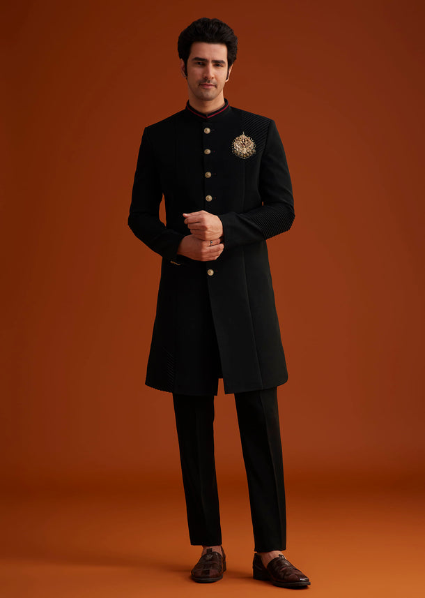 Black Indo Western Sherwani Set