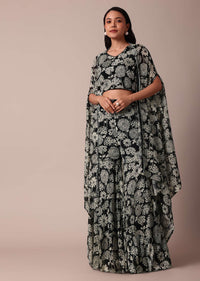 Black Indowestern Set With Geometric Print