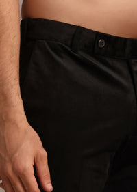 Black Jacquard Indo Western Set with Zardozi Work