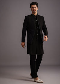 Black Jodhpuri Kurta Set With Handwork