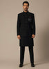 Black Jodhpuri Set With Front Button Detail
