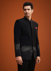 Black Jodhpuri Set With Zardozi Work