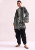 Printed With Embroidery Black Kurta Dhoti Set With Potali