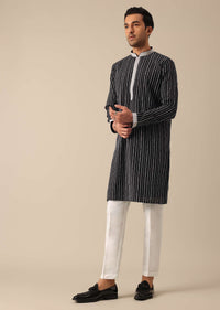 Black Kurta Set With Resham Detail