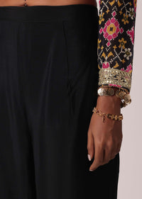Black Muslin Zari Embroidered Pant Set