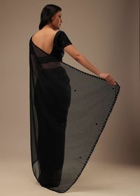 Black Organza Saree With Cut Dana And Sequins Work