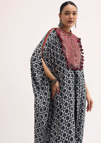 Black Printed Crepe Kaftan Kurta Set