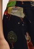 Black Printed Georgette Crop Top And Sharara Set