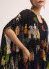 Black Printed Georgette Crop Top And Sharara Set
