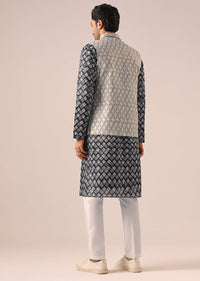 Black Printed Jacket And Kurta Set