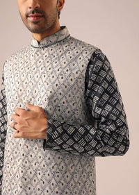 Black Printed Jacket And Kurta Set