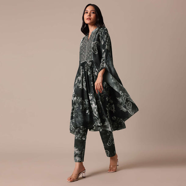 Black Printed Kaftan co ord set