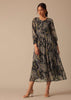 Black Printed Kurta in Chiffon With Belt