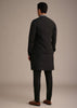 Black Resham Embroidered Jacket And Kurta Set In Silk