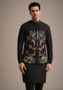 Black Resham Embroidered Jacket And Kurta Set In Silk