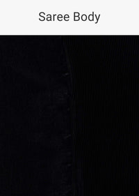 Black Satin Polyester Crush Saree With Mesh Blouse