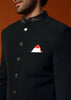 Black Self Work Jodhpuri Suit For Men
